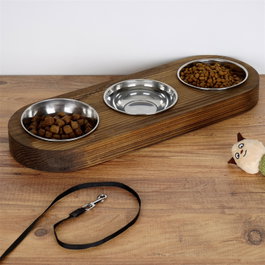 Hanah Home Comedero para Mascotas de Madera de Abeto en Color Nogal